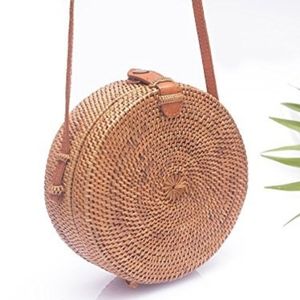 Round Rattan Straw Bag